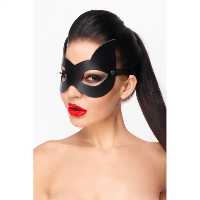 Черная маска Кошечка с ушками - BDSM Арсенал. Фотография 2.