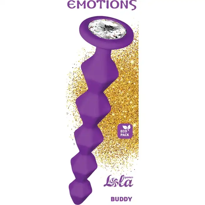 Фиолетовая анальная цепочка с кристаллом Buddy - 17,7 см - Emotions. Фотография 5.