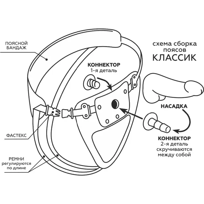 Черный пояс для насадок BEST CLASS STRAP. Фотография 5.