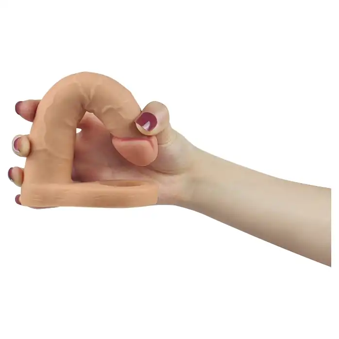 Телесная вибронасадка для двойного проникновения The Ultra Soft Double-Vibrating - 15,8 см. Фотография 3.
