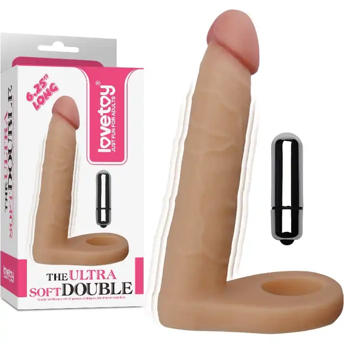 Телесная вибронасадка для двойного проникновения The Ultra Soft Double-Vibrating - 15,8 см