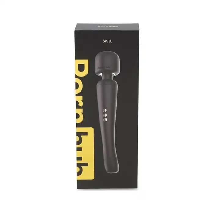 Черный жезловый вибратор Spell Wand Set с насадками. Фотография 3.