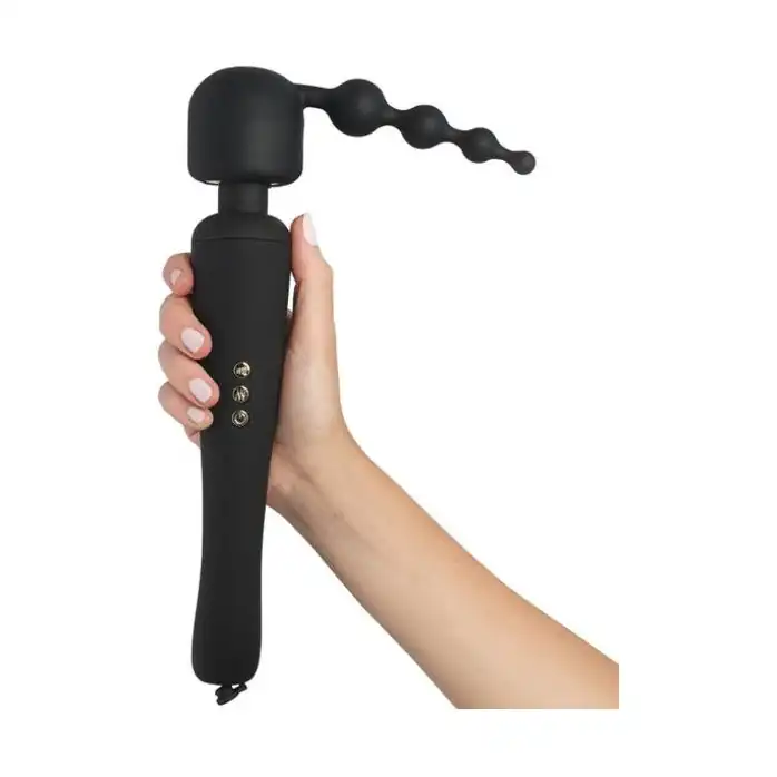 Черный жезловый вибратор Spell Wand Set с насадками. Фотография 7.