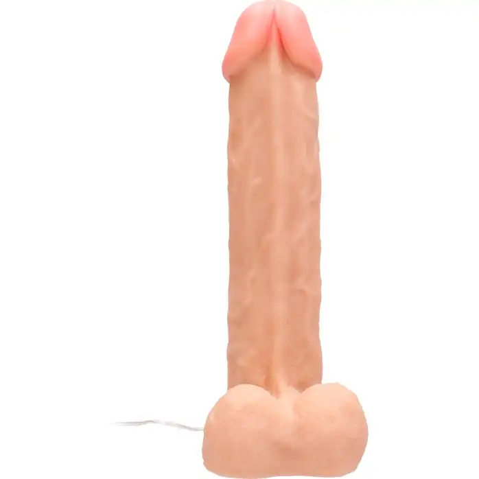 Телесный вибратор-реалистик Vibrating Realistic Cock 11 With Scrotum - 29,5 см - RealRock. Фотография 2.