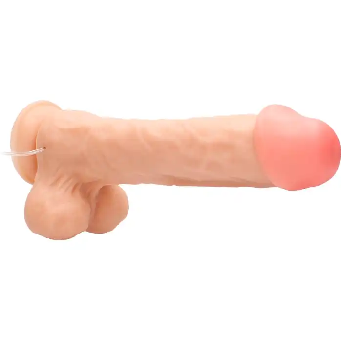 Телесный вибратор-реалистик Vibrating Realistic Cock 11 With Scrotum - 29,5 см - RealRock. Фотография 4.