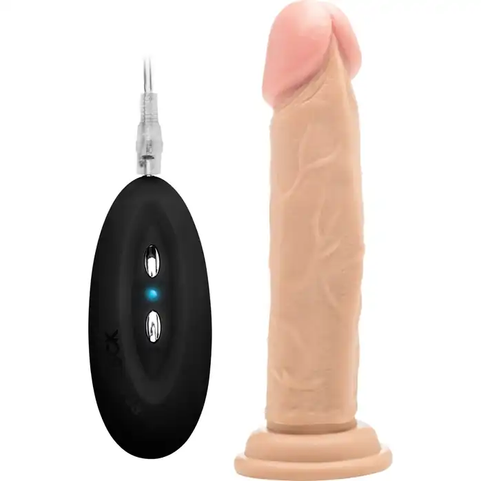 Телесный вибратор-реалистик Vibrating Realistic Cock 8 - 20 см - RealRock
