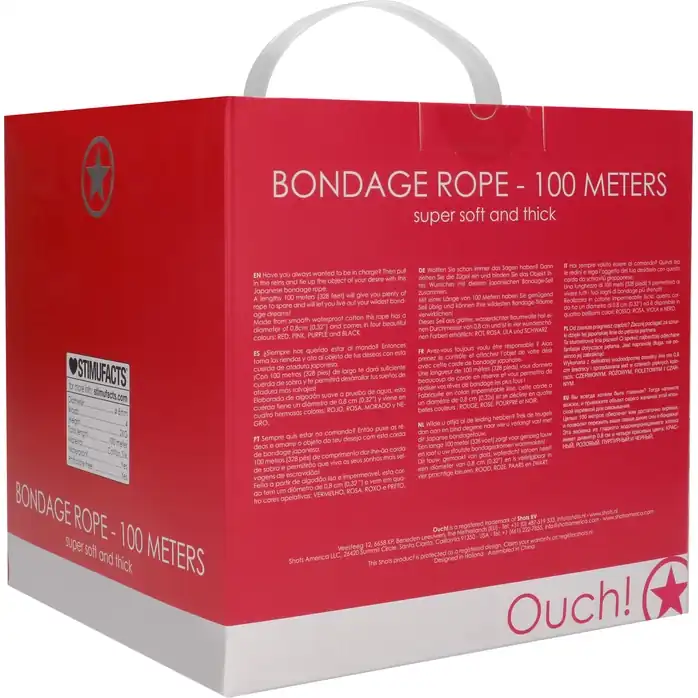 Красная веревка для связывания Bondage Rope - 100 м - Ouch!. Фотография 3.