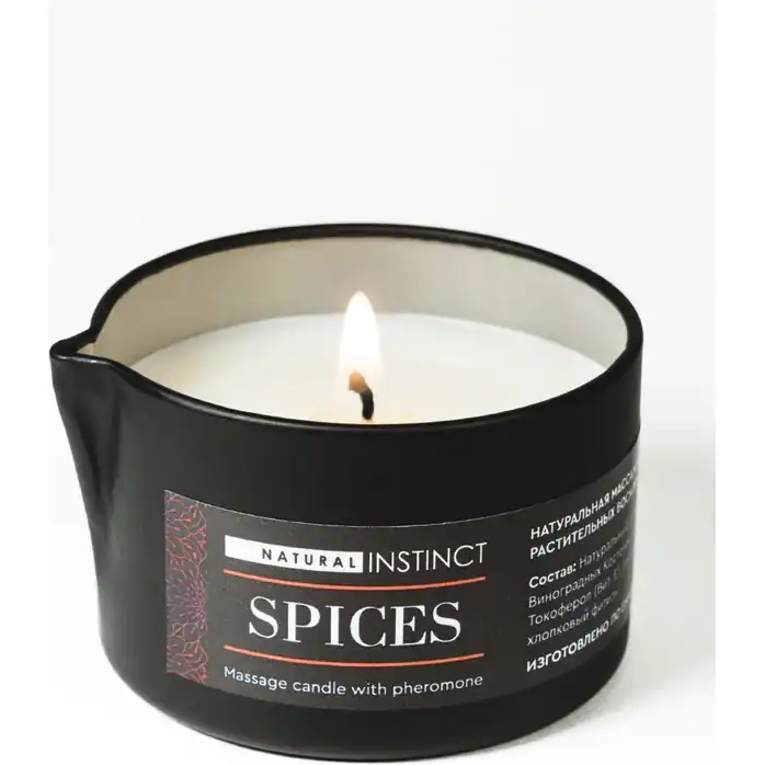 Массажная свеча с феромонами Natural Instinct SPICES - 70 мл - Духи и спреи с феромонами Natural Instinct