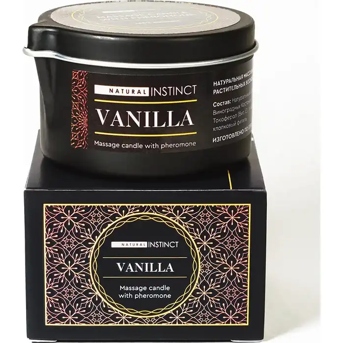 Массажная свеча с феромонами Natural Instinct VANILLA - 70 мл - Духи и спреи с феромонами Natural Instinct. Фотография 2.
