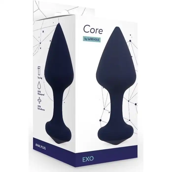 Темно-синяя анальная пробка Exo L - 9,6 см - Core collection. Фотография 2.