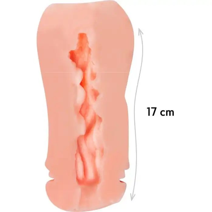 Телесный мастурбатор-вагина Solar Girl в черной колбе - Solar Men collection. Фотография 2.