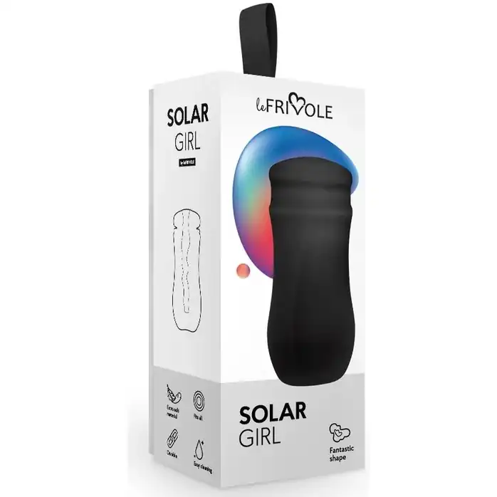 Телесный мастурбатор-вагина Solar Girl в черной колбе - Solar Men collection. Фотография 4.