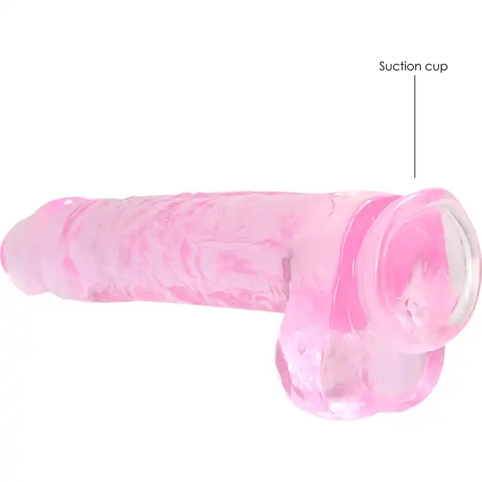 Розовый фаллоимитатор Realrock Crystal Clear 9 inch - 25 см - RealRock. Фотография 3.