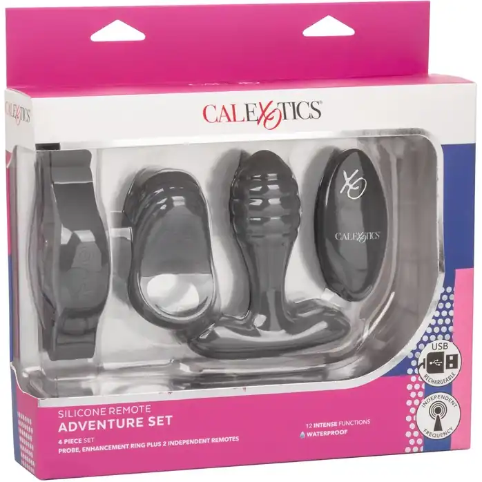 Серый вибронабор Silicone Remote Adventure Set. Фотография 8.
