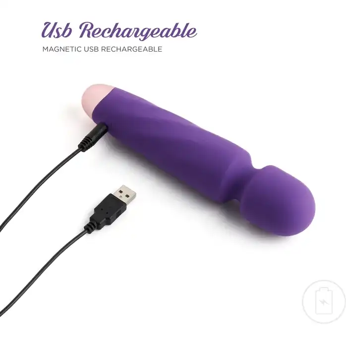 Фиолетовый вибромассажер Smooth Operator Rechargeable Wand - 19,5 см. Фотография 4.
