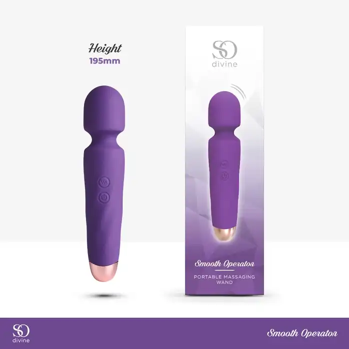 Фиолетовый вибромассажер Smooth Operator Rechargeable Wand - 19,5 см. Фотография 5.