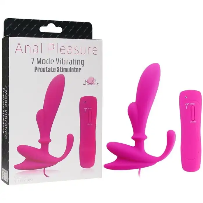 Розовый вибромассажёр простаты с выносным пультом Anal Pleasure 2 - 14 см. Фотография 2.