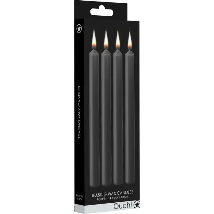 Набор из 4 черных восковых свечей Teasing Wax Candles Large - Ouch!. Фотография 3.