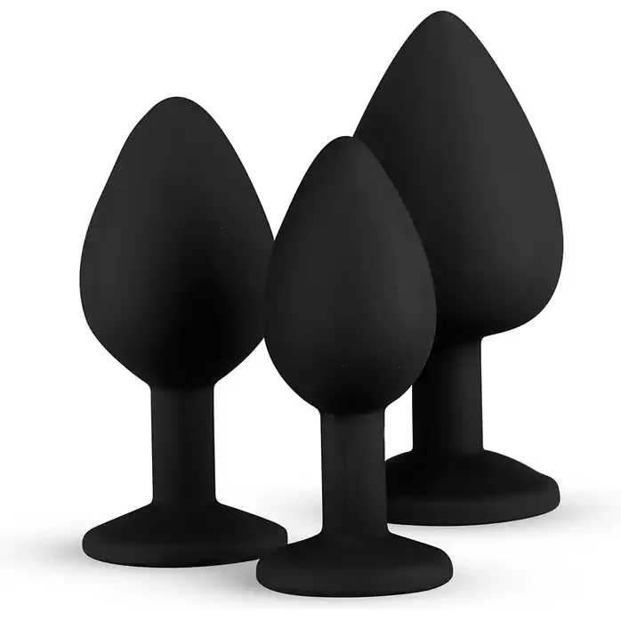 Набор из 3 черных анальных пробок со стразами Diamond Plug Set - Anal Collection