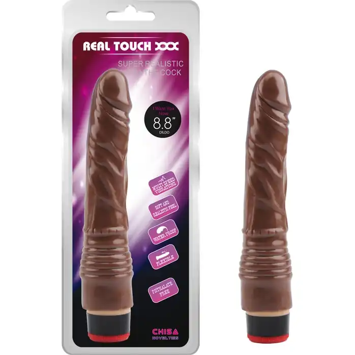 Коричневый вибратор-реалистик 8.8” Vibe Cock - 21,5 см - Real Touch XXX. Фотография 2.