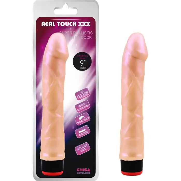 Телесный вибратор-реалистик 9” Vibe Cock - 22 см - Real Touch XXX. Фотография 2.