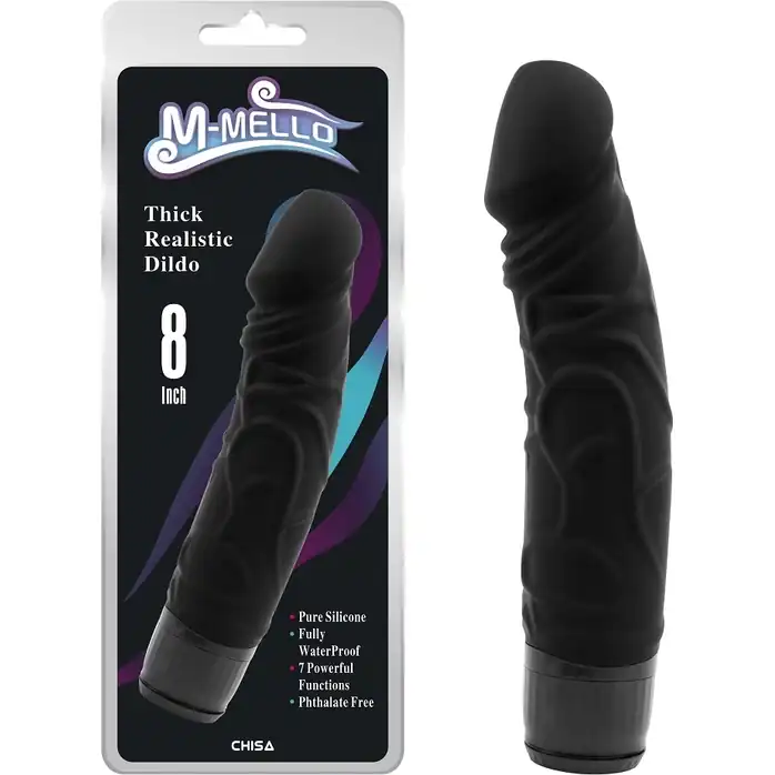 Черный вибратор-реалистик Thick Realistic Dildo - 19,5 см - M-Mello. Фотография 4.