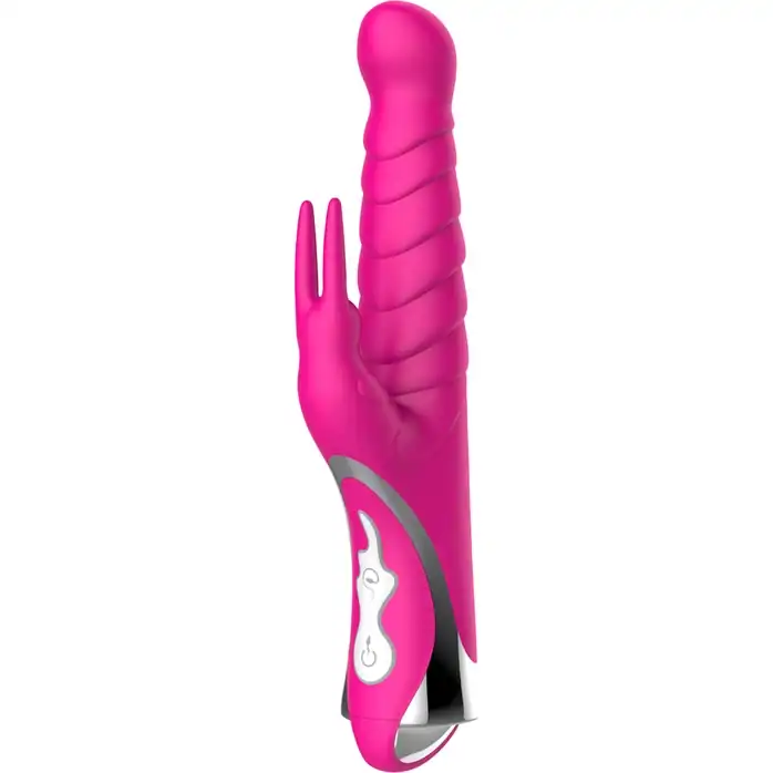 Ярко-розовый вибратор-кролик Ripple Rabbit - 23,5 см - Melody Woo