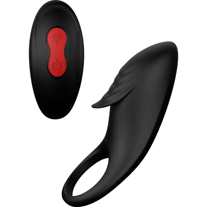Черное эрекционное виброкольцо Remote Cockring - Rings of Love