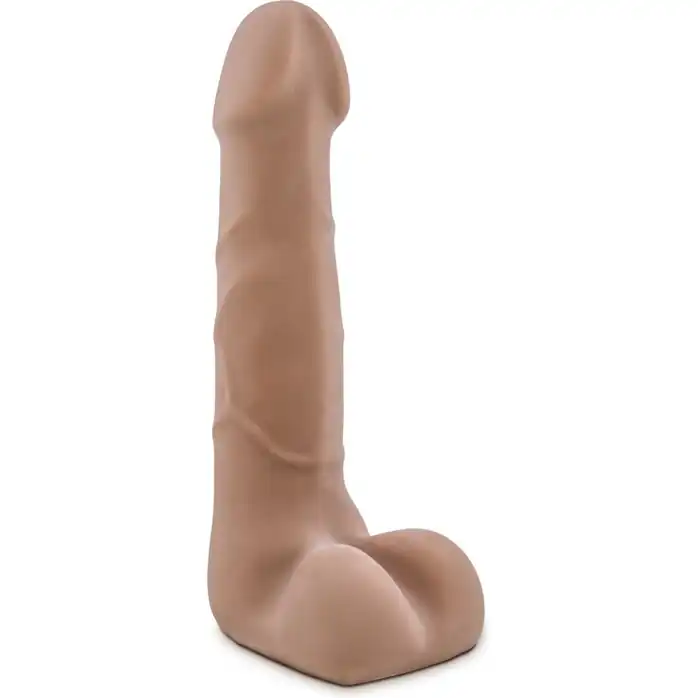 Кофейный фаллоимитатор с мошонкой Suave - 17,78 см - Au Naturel