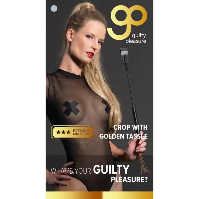 Черный гладкий стек PREMIUM RIDING CROP - 45 см - Guilty Pleasure. Фотография 5.