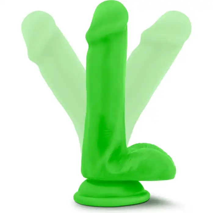 Зеленый фаллоимитатор 6 Inch Silicone Dual Density Cock with Balls - 15,24 см - Neo Elite. Фотография 4.