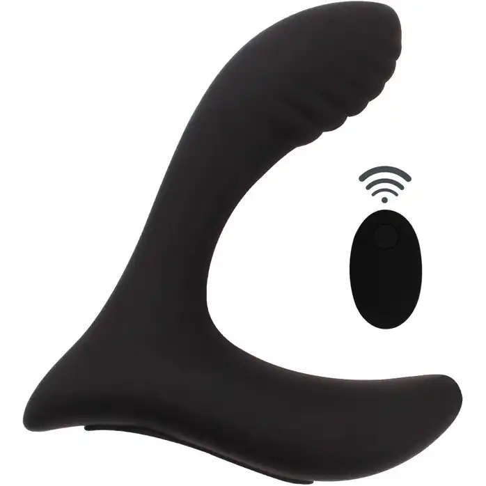 Черный вибростимулятор простаты Prostate Screamer с пультом ДУ - 13 см - Black Mont