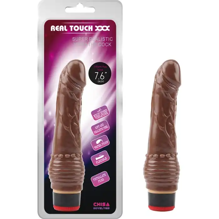Коричневый вибратор 7.6” Vibe Cock - 19,5 см - Real Touch XXX. Фотография 2.