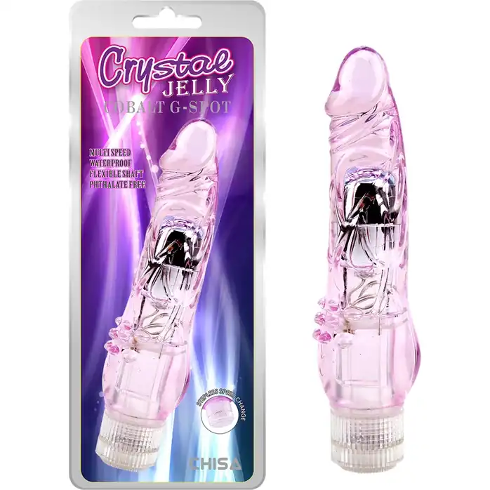 Фиолетовый вибратор Cobalt G-Spot с шипиками - 21 см - Crystal Jelly. Фотография 3.