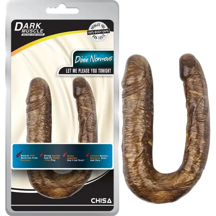 Золотистый двусторонний фаллоимитатор Dixie Normous - 34 см - Dark Muscle. Фотография 4.