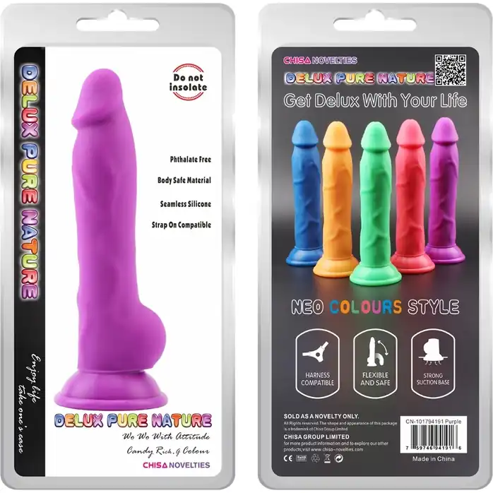 Фиолетовый фаллоимитатор Rick.G - 22,6 см - Delux Pure Nature. Фотография 2.