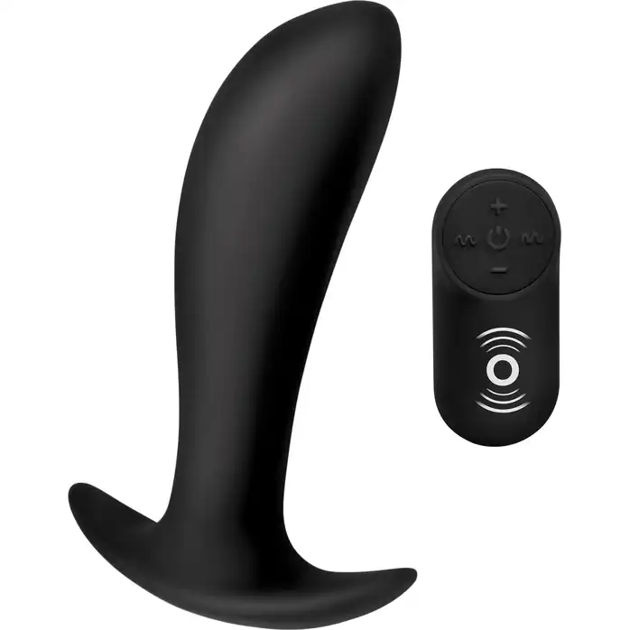 Черный стимулятор простаты Silicone Prostate Vibrator with Remote Control - 12 см - Under Control