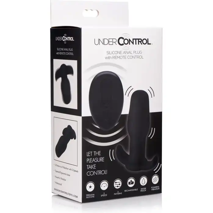 Черная анальная вибровтулка Anal Plug with Remote Control - 8 см - Under Control. Фотография 5.