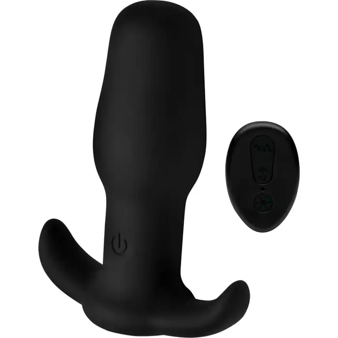 Черная анальная вибровтулка Anal Plug with Remote Control - 8 см - Under Control