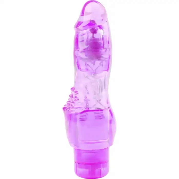 Фиолетовый вибратор Embrace с шипиками - 19 см - Crystal Jelly