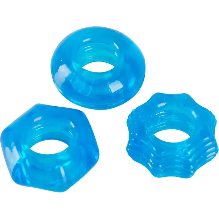 Набор из 3 голубых эрекционных колец Stretchy Cock Ring - You2Toys