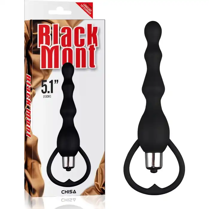 Черная анальная втулка с вибрацией Tail Power Beads - 18 см - Black Mont. Фотография 3.