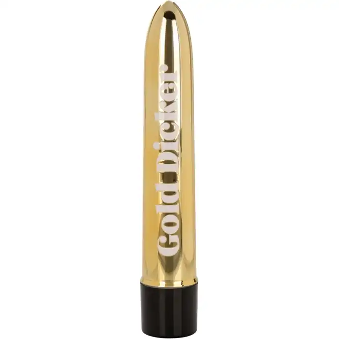 Золотистый классический вибратор Naughty Bits Gold Dicker Personal Vibrator - 19 см - Naughty Bits