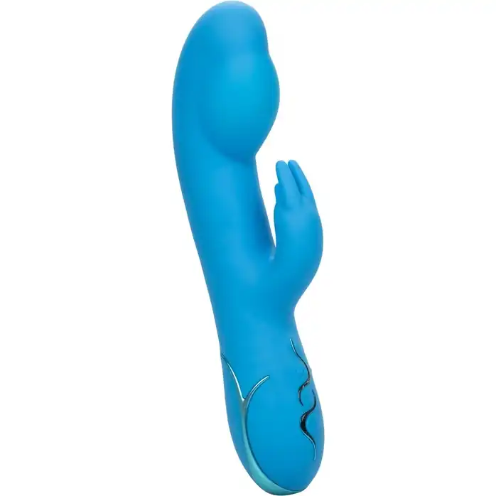 Голубой вибромассажер Insatiable G Inflatable G-Bunny с функцией расширения - 21 см. Фотография 3.