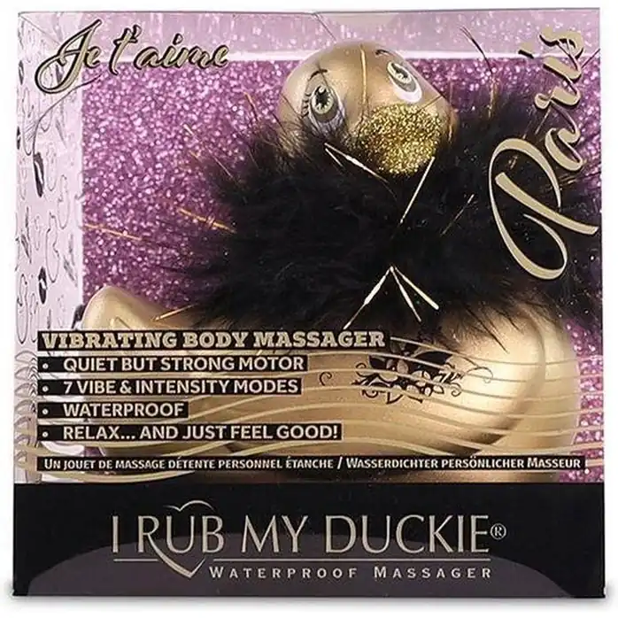 Золотистый вибратор-уточка I Rub My Duckie 2.0 Paris. Фотография 2.