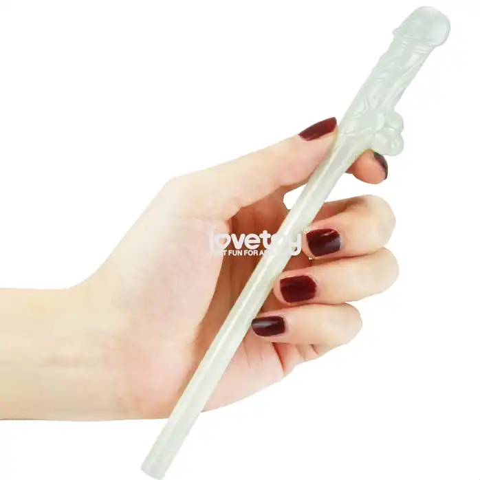 Светящиеся в темноте трубочки для напитков в виде пенисов Willy Straws - 9 шт. Фотография 3.