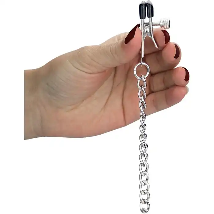 Зажимы на соски и половые губы с розовыми кисточками Nipple Clit Tassel Clamp With Chain. Фотография 4.