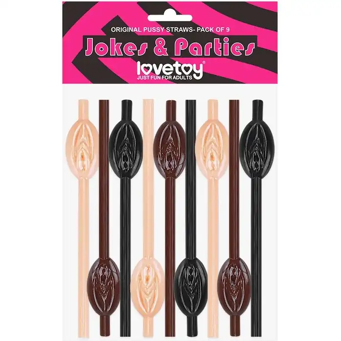Разноцветные трубочки для напитков в виде вагины Pussy Straws - 9 шт. Фотография 2.