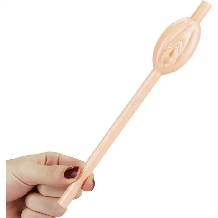 Разноцветные трубочки для напитков в виде вагины Pussy Straws - 9 шт. Фотография 4.