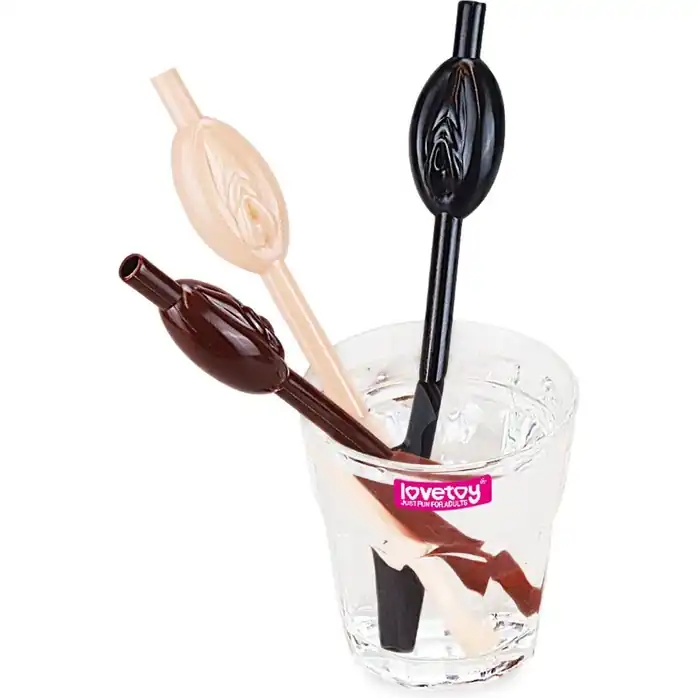 Разноцветные трубочки для напитков в виде вагины Pussy Straws - 9 шт. Фотография 5.